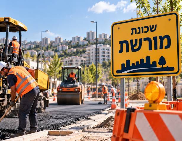 עבודות לריבוד כבישים בשכונת מורשת