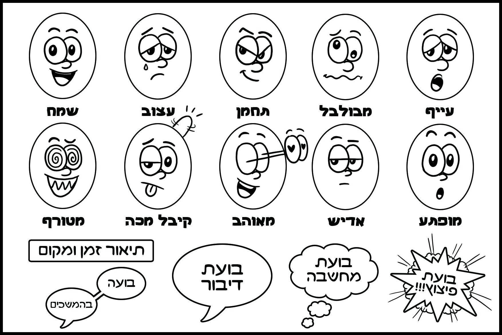 סדנה בספרייה - איור הבעות פנים סדנה בספרייה - איור הבעות פנים