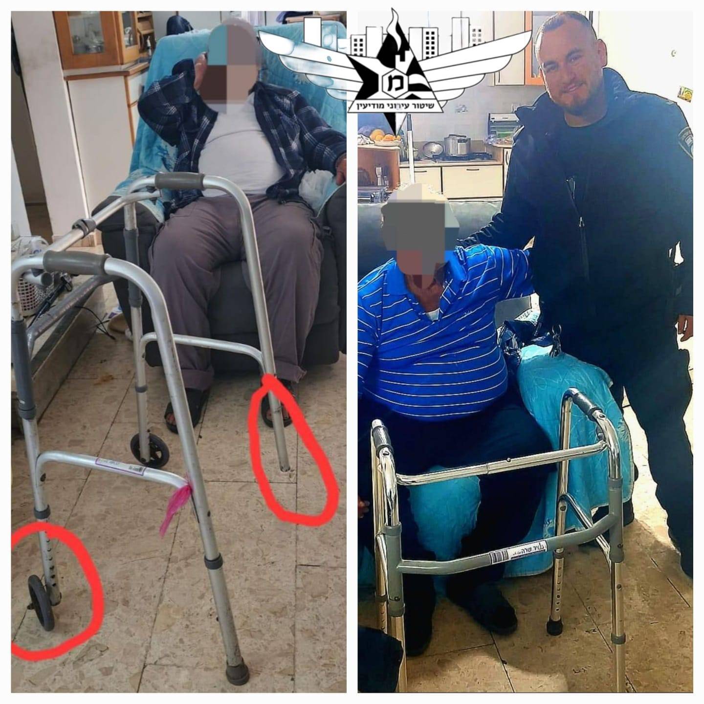 שוטרי תחנת מודיעין עוזרים לקשיש בפנים שוטרי תחנת מודיעין עוזרים לקשיש בפנים