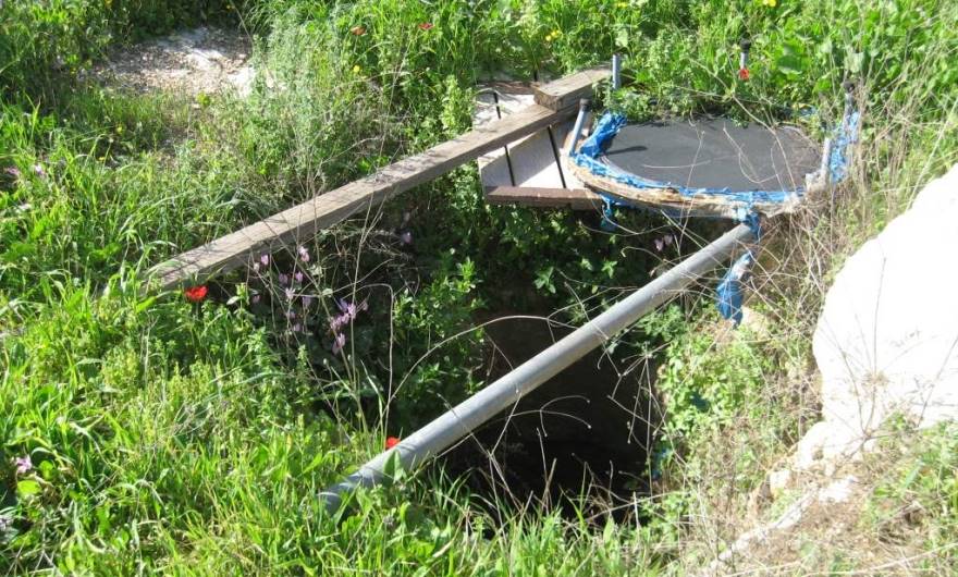 בוטניקה: פתח בור מים בשטח שמצפון לאתר העתיקות