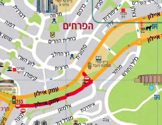 מפת העבודות בעמק איילון דרום