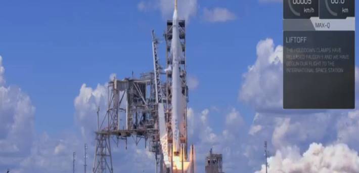 שיגור החללית צילום מסך מדף הפייסבוק של חברת SpaceX