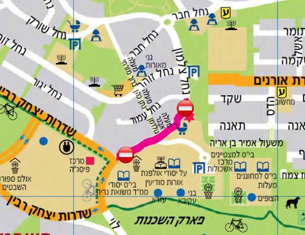 מפה עבודות שדרוג כביש לוי ונחל צלמון 